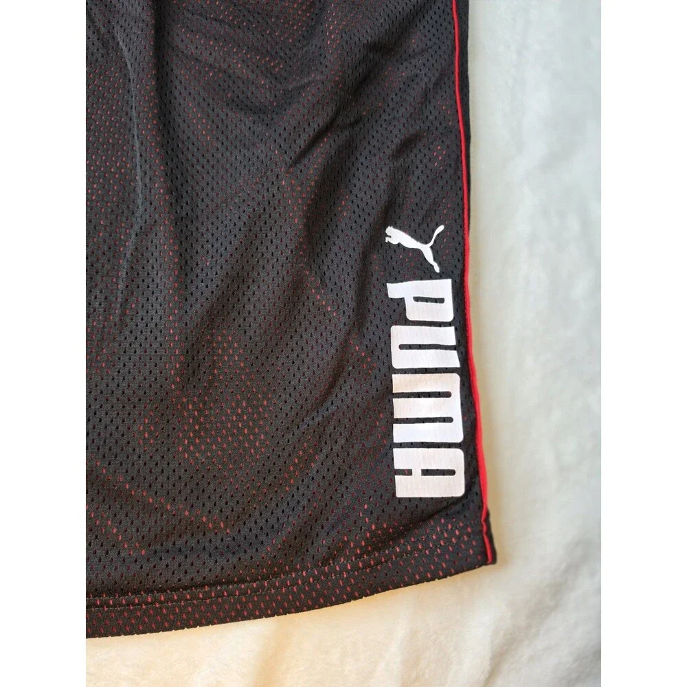 Puma Mens Black And Red Basketball Mesh Shorts Drawstrings Size 3XL